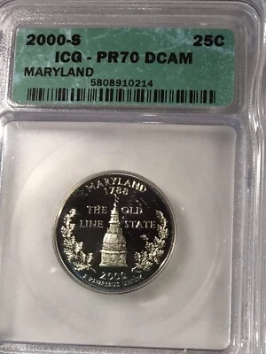 2000 S 25C Maryland State Quarter PR70DCAM ICG - Image 1 of 2