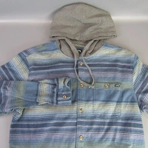 Camisa de franela con capucha Billabong para hombre talla XL chaqueta extra grande a rayas azul - Imagen 1 de 9