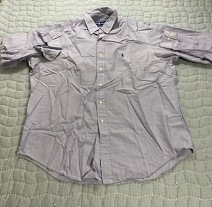 Ralph Lauren Shirt Mens 17 34/35 Blue Stripe Yarmouth Long Sleeve Oxford Casual - Picture 1 of 8