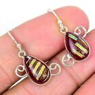 Natural Mexican Dico Glass Gemstone 925 Silver Drop Dangle Earrings For Women