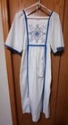 Norwegian Embroidered Dress, White, Long, Size Small.  