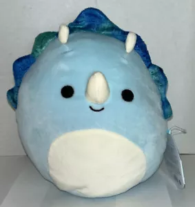 Squishmallows Prehistoric Squad Malik the Blue Triceratops Dinosaur 8" NWT - Picture 1 of 4