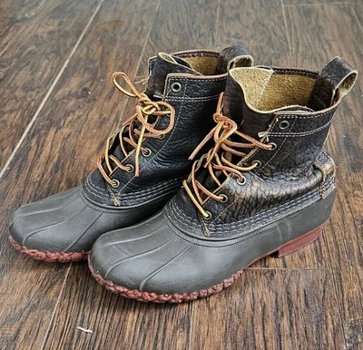 Botas de invierno para mujer LL Bean de cuero de bisonte suela roja talla 8,5 Foto 1 de 4