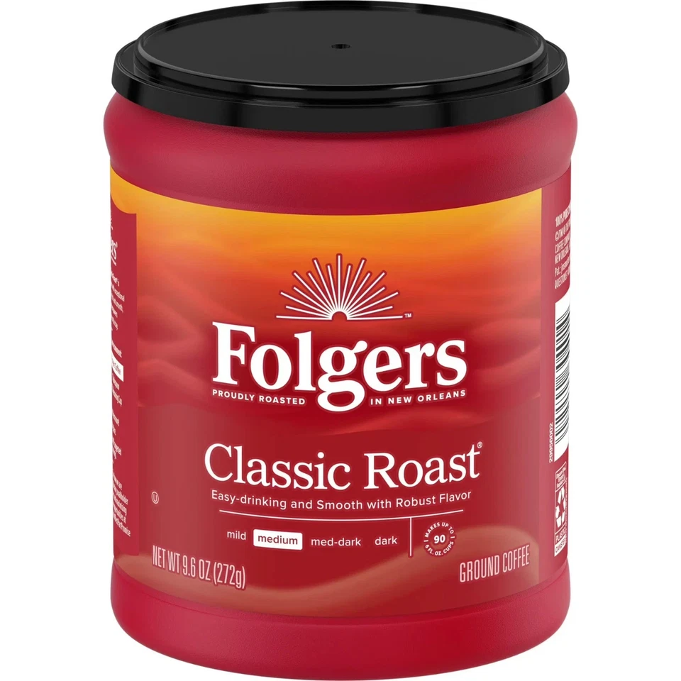 Folgers Classic Roast Ground Coffee, Medium Roast, 9.6 oz Canister - Image 1 of 4