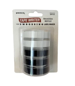 2 CONFEZIONI HIGHTIDE Ricariche per Scrittori a Nastro Penco: Rotoli da 9 mm x 12 m / Confezione da 5 Nero Bianco - Foto 1 di 4