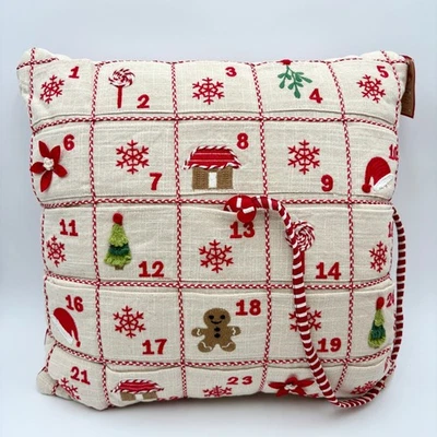 Merry Way Christmas Advent Calendar Pillow 24 Pockets Holiday Decor - Image 1 of 4