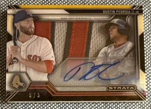 Dustin PEDROIAš„Topps Strata Gold Signature Jumbo PATCH AUTO #SSP-DP 5/5 Red Sox - Picture 1 of 3