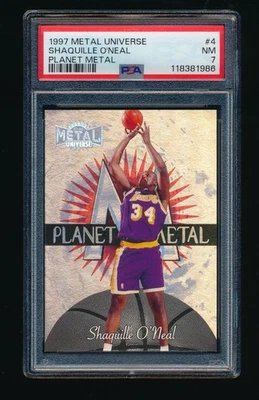 PSA 7 SHAQUILLE O'NEAL 1997-98 METAL UNIVERSE PLANET METAL #4 LOS ANGELES LAKERS Foto 1 de 2