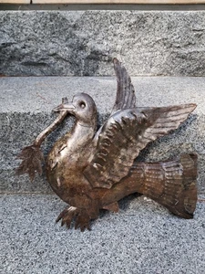 Metal Folk Art Dove With Olive Branch Vintage - Picture 1 of 6