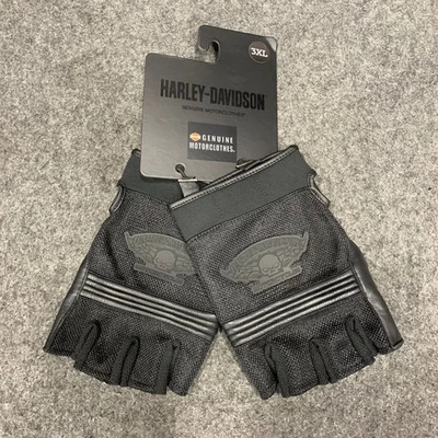 HARLEY-DAVIDSON Men’s Winged Willie G Skull Fingerless Gloves Black Size 3XL* Foto 1 de 4