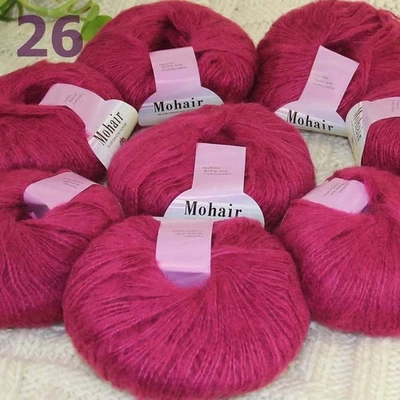 Sale New 8BallsX25g Luxury Soft Mohair Warm Wrap Shawl Hand Knit Crochet Yarn 26 - Image 1 of 4