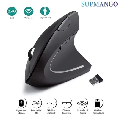 Vertical Mouse Ergonomic 2.4Ghz Wireless Optical 3 Adjustable DPI 800/1200/1600 - Image 1 of 4