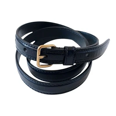 Miu Miu Blue Crinkled Patent Belt, Gold buckle,  Size 90/36" - Image 1 of 4