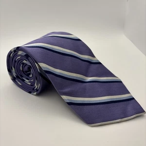 Ashord & Brookes Men’s Silk Tie Purple Stripes Necktie Dress Classic Accessory - Picture 1 of 4