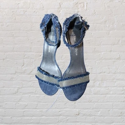 Stuart Weitzman Denim Chaingang Sandals - Image 1 of 4