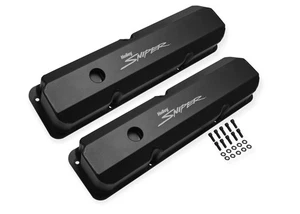 890001B Sniper Valve Cover - Fabricated Aluminum - Ford FE - Tall - Black Finish - Foto 1 di 5