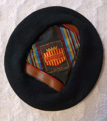 Vintage Grandos Genuin Basque 100% Wool Beret Black Hat Cap - Image 1 of 4