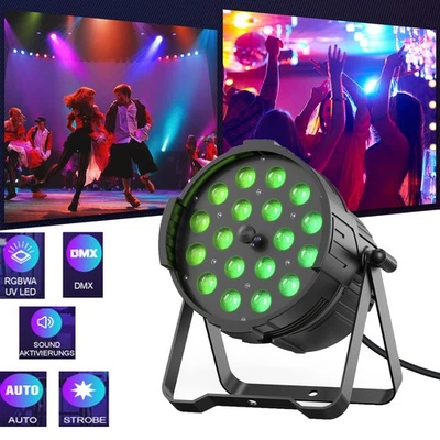 18*18W 6-In-1 RGBWA +UV LED Par Light Stage Lighting DJ Club KTV Party Lighting - Image 1 of 4