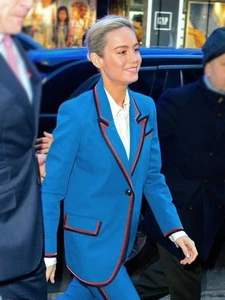 Derek Lam 10 Crosby Twill Contrast Rib Velvet Trim Blazer Size 12 Brie Larson - Picture 1 of 8