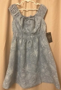 Vince Camuto Girls Sleeveless Dress Size 10 NEW W/ TAGS Denim Color Palm Trees - Picture 1 of 2