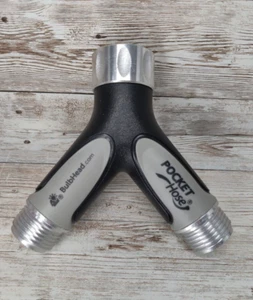 Pocket Hose Silver Bullet 2-Way Hose Splitter, Spigot Divider, w/Shut Off Valves - Picture 1 of 10