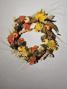 Front Door Fall Wreath, Autumn Orange Leaf Pumpkins for Home Porch Decoration - Picture 1 of 2