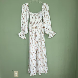 Petal & Pup Midi Dress NWT sz 6 100% Linen Shirred Cottagecore Milkmaid - Picture 1 of 8