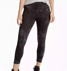 Danskin Women's Black Marble Print Interlock Leggings Size LARGE - Picture 1 of 2