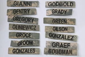 "ORIGINAL US ANTIGUO PATRÓN DE CAMUFLAJE NOMBRE CINTAS APELLIDO ACU UNIFORME DE COMBATE EJÉRCITO ""G"" - Imagen 1 de 15