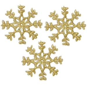 Mini Snowflake Applique Patch - Snow, Metallic Gold, Winter 1" (3-Pack, Iron on) - Picture 1 of 1