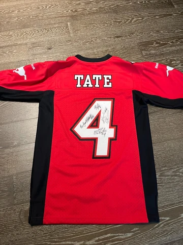 Reebok stitched Calgary Stampeders Football Jersey CFL #4 Drew Tate M NWOT AUTO Cover