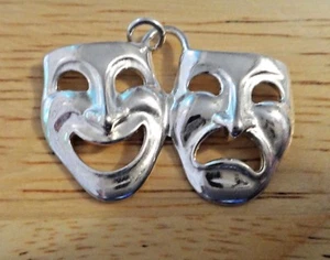 Dije de teatro de comedia y tragedia de plata de ley 33x24 mm 5 gramos - Imagen 1 de 3