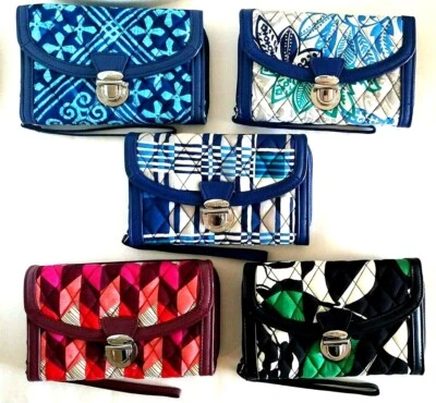 NUEVO CON ETIQUETAS Vera Bradley Ultimate Muñequera Cartera Pushlock Triple Cremallera Alrededor Foto 1 de 4