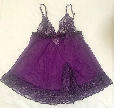 Babydoll de encaje Sophie púrpura Fredericks of Hollywood para mujer talla XS Foto 1 de 4