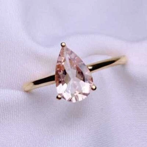 1.85 Ct Morganite Engagement Prong Ring 14K Solid Rose Gold - Picture 1 of 6