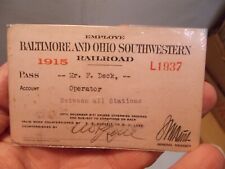 1915 Baltimore & Ohio Southwestern Railroad Operator Pass