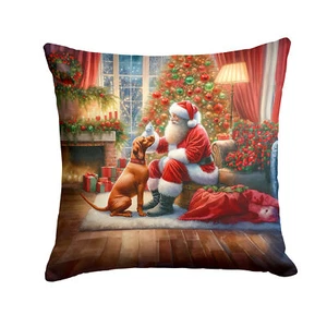 Vizsla und Weihnachtsmann Weihnachten Stoff Dekokissen DAC4164PW1414 - Bild 1 von 6