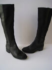 Nine West Knee Hi Dress Elastic Black Leather Boots 1 1/4" Heels Size Us 6M Hot