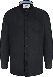 Mens D555 Large & Tall Richard Basic Oxford Long Sleeve Shirt in Black 3XL-8XL - Picture 1 of 5