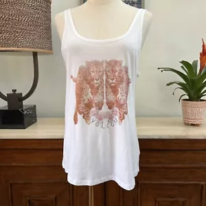 WOMENS VOLCOM LOGO SKATE SURF SMALL RINGER TANK CHEETAH WHITE NEW LOOSE FIT - Picture 1 of 6