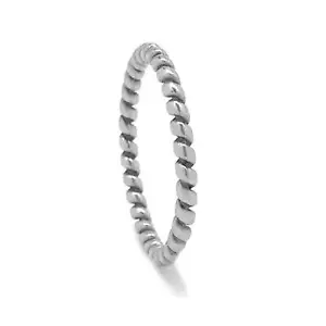 Anillo de banda de cuerda trenzada apilable texturizada de acero inoxidable (2 mm) plateado - Imagen 1 de 5