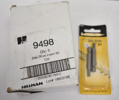 Lote de 5 brocas de inserción Hillman Power Pro Star Drive T25 2" L 9498 paquete de 2 CD-T25 Foto 1 de 4