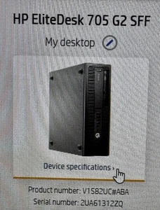 HP EliteDesk 705 G2 SFF PC AMD A4 8350B R5 3.5GHz 16GB RAM 500GB HD Win10 Pro - Picture 1 of 1