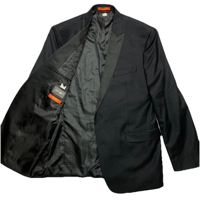 Blazer Esmoquin Tallia Para Hombres 44R Negro Texturizado Pico Solapa Cena Chaqueta Foto 1 de 4
