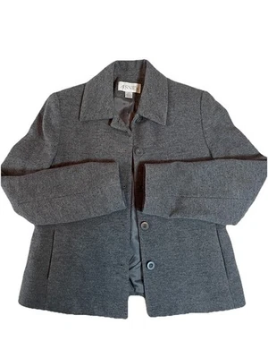Casual Corner Sz 8 Grey Jacket Wool Cashmere Button Lined Blazer Coat Vintage - Image 1 of 4