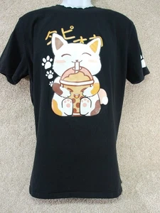 Cute Boba Cat Graphic Tee Black T-Shirt Size XL - Picture 1 of 11