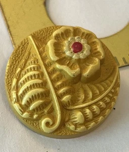 Vintage Antique Buffed Celluloid Button Tudor Rose 7/8” - Picture 1 of 6