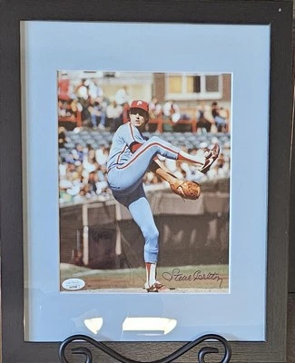 Steve Carlton HOF Philadelphia Phillies Signed Framed 8x10 photo JSA COA  - Image 1 of 2