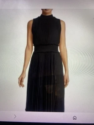 Mono negro plisado sin mangas cuello burlado Nanette Lepore talla 4 Foto 1 de 4