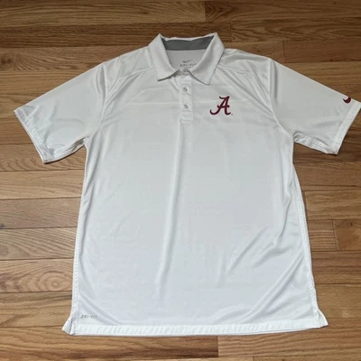 Camisa Polo Nike Dri Fit Alabama Carmesí Marea Blanca Para Hombre Grande Logo Doble Cara Foto 1 de 4